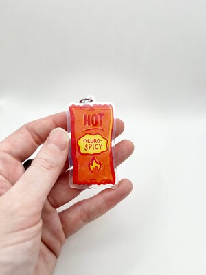 Neurospicy Acrylic Holographic Keychain Taco Hell Hot Sauce Packet Funny Gift - image2